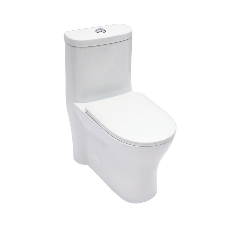 Ceramic One-Piece Toilet, Suitable For Bathrooms, 12-Inch Crop Height, 1.22/1.6 Gallons Per Flush, Dual Flush, Slow-Close Toilet Seat, White