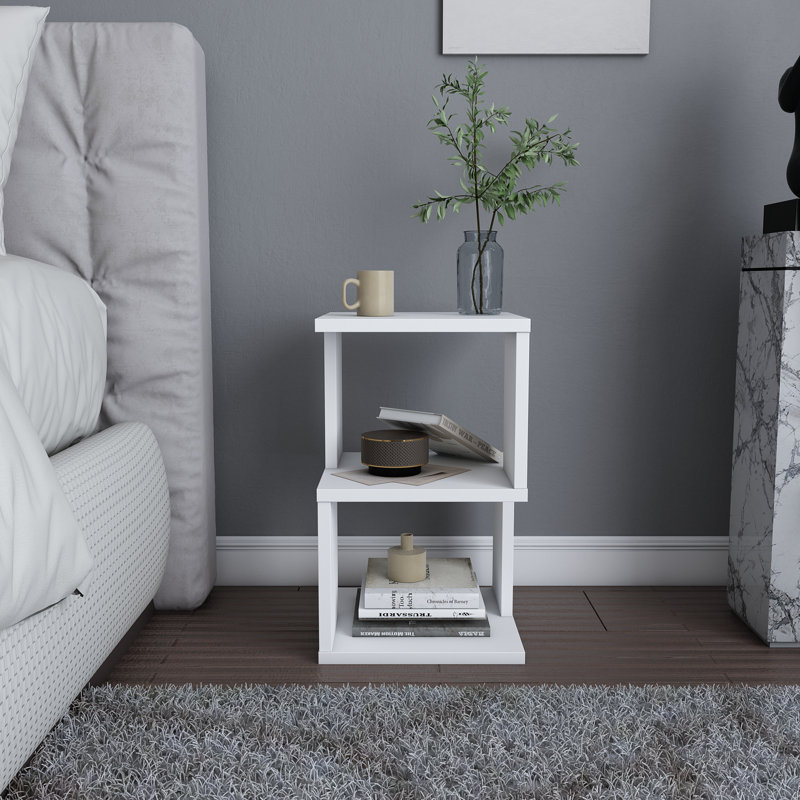 Carter Ergonomic Nightstand, White