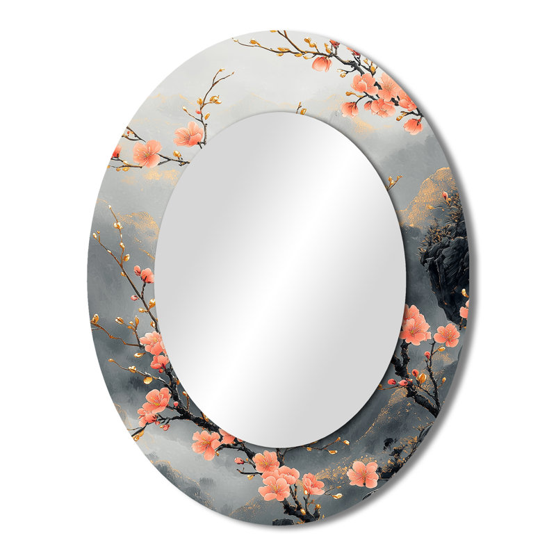 Miroir mural rose sur fond rose Bonzai Blossom, 43 po x 33 po
