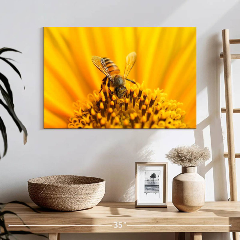 Harnek tournesol avec abeille, H 16 po x l 24 po