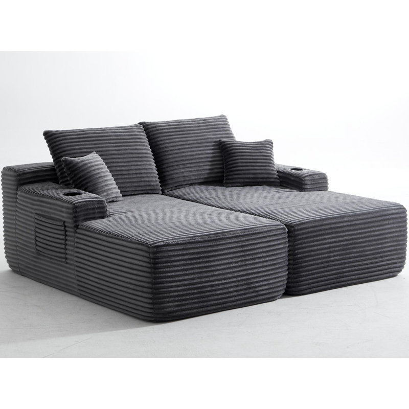 Canapés modulaires confortables en tissu moelleux en forme de L gris moderne pour la maison