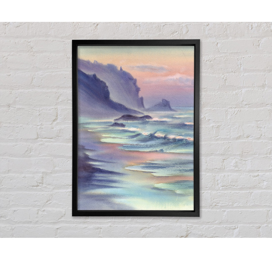 Ocean Waves Against The Mountain Rocks - Einzelbildrahmen Kunstdrucke auf Leinwand