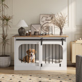 Dog Crate Furniture For Small & Medium Dogs, Heavy Duty Dog Crate For Dogs Indoor, Wooden Dog Kennel With Soft Cushion, Multifunctional End Table Dog Crate,side Table, Tv Cabinet,white