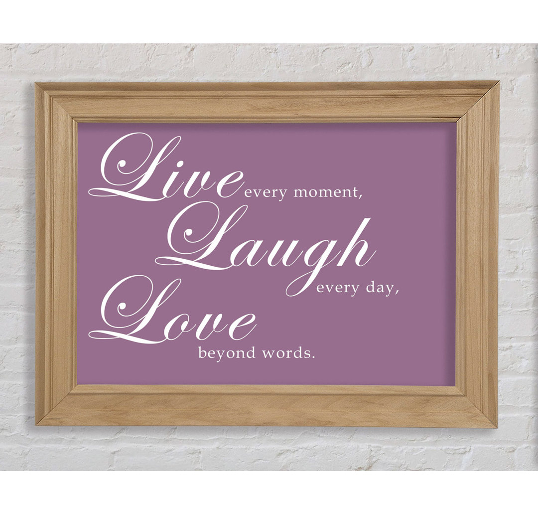 Familie Zitat Live Laugh Love 2 Dusty Pink - Einzelner Bilderrahmen Kunstdrucke auf Papier