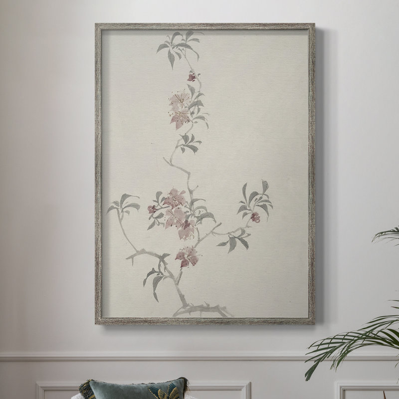 Impression florale vintage encadrée CXCV III - bois massif, H 15 po x l 12 po
