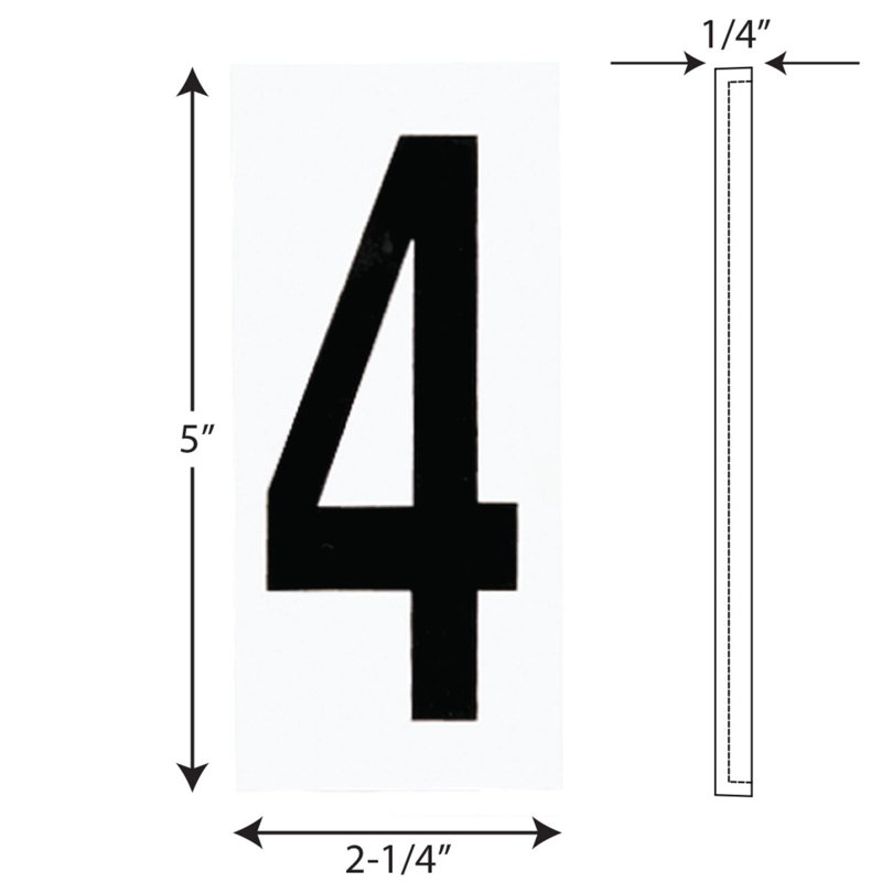 Tinsman 5'' H Plastic House Number, 4