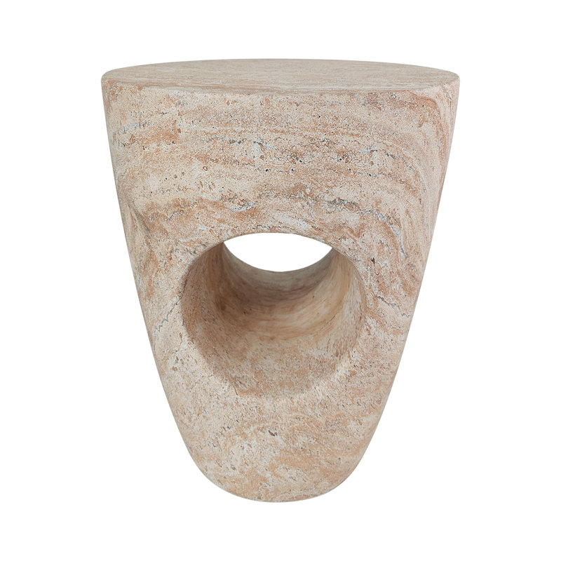 Pedestal End Table, Travertine
