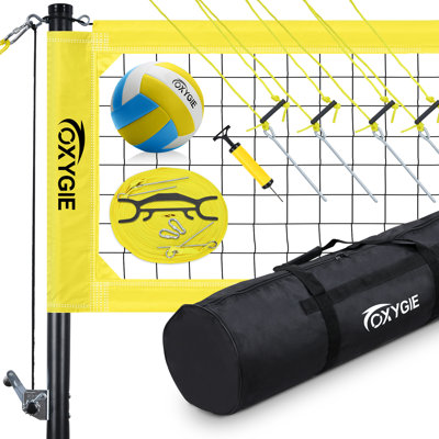 Volleyball Net Set with Adjustable Height Aluminum Poles, Winch System, Volleyball and Carrying Bag