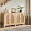 Buffet en rotin à buffet avec 4 portes, console de rangement pour la cuisine de ferme, armoire d'appoint