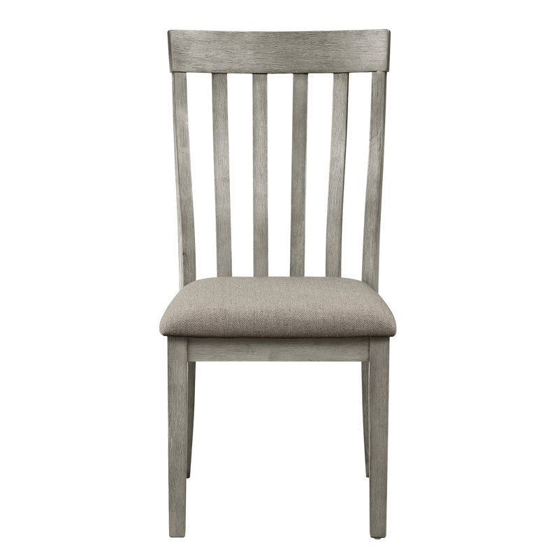 Chaises d'appoint de salle à manger 2 pièces, gris brossé, structure en bois, dossier à lattes verticales, siège rembourré en tissu pour 2 chaises, gris brossé, encadré de splendides