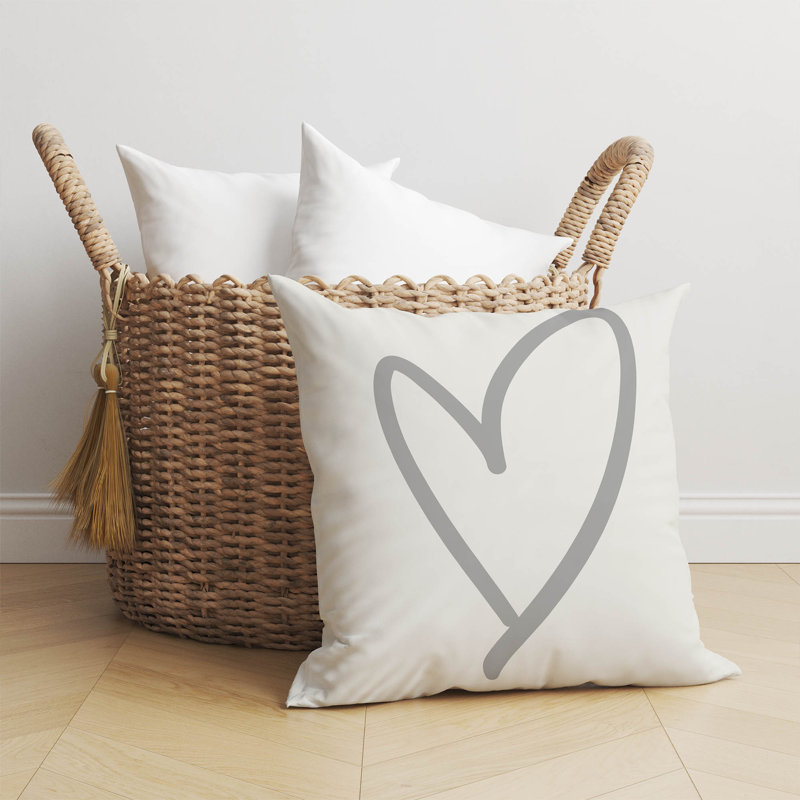 Coussin Love, H 18 po x l 18 po, Ivoire / gris anthracite géométrique