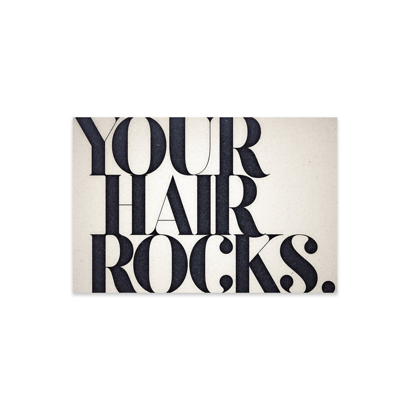 «Your Hair Rocks», impression sur verre acrylique, H 24 po x l 32 po x P 0,25 po