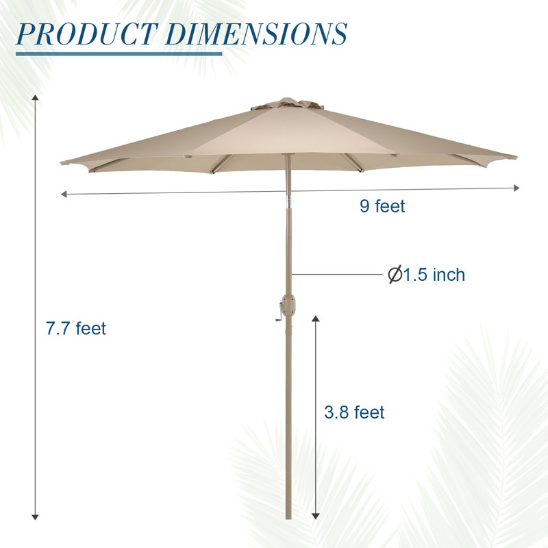 Parasol de patio 9 pi Sariyha, Kaki