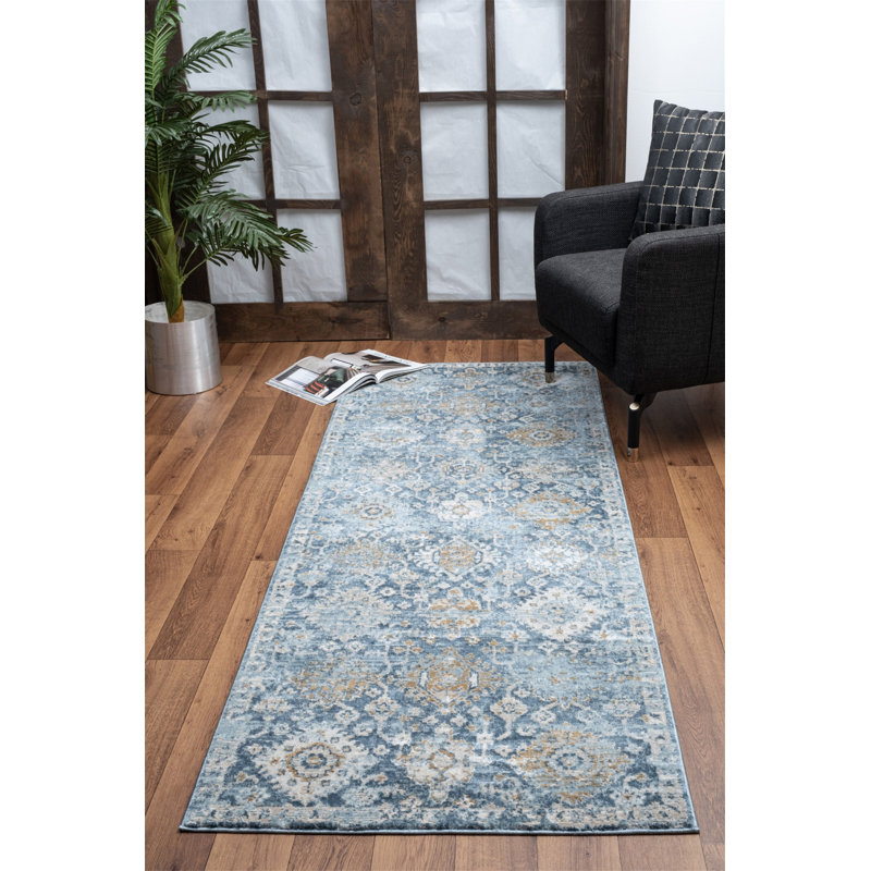 Tapis bleu Noble, Rectangle 5 pi 3 po x 7 pi 3 po