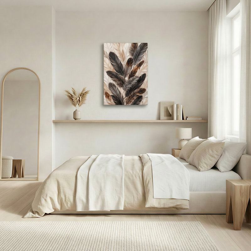 Ensemble de 1 tableau sur toile à motif de plumes, 24"H x 18"W, Wrapped Canvas