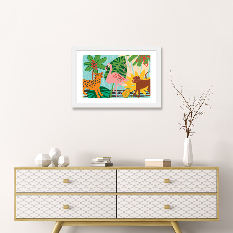 Collection graphique Jungle - impression, Blanc, Toile blanche encadrée, H 16 po x l 24 po x P 1 po