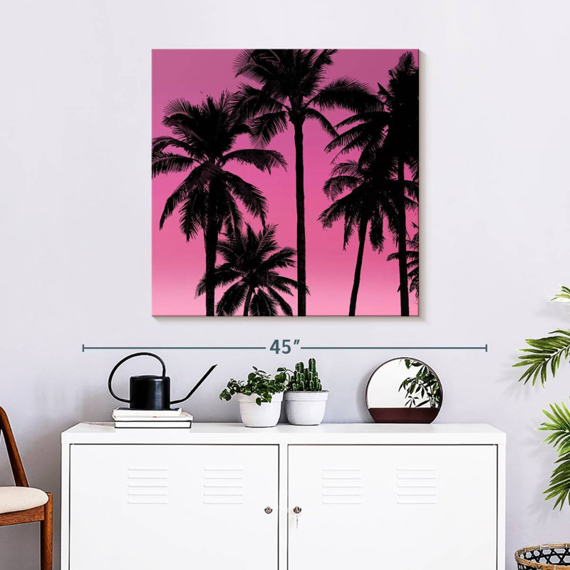 Gillard Palms Black On Pink I, 30" H x 30" W
