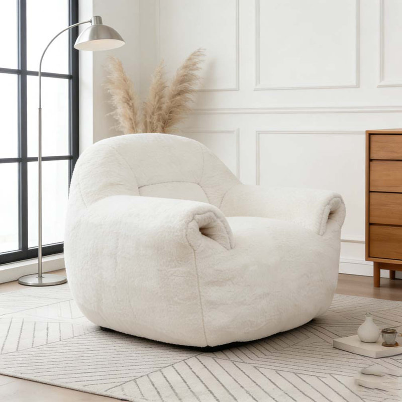 Fauteuil à billes en fausse fourrure, Blanc