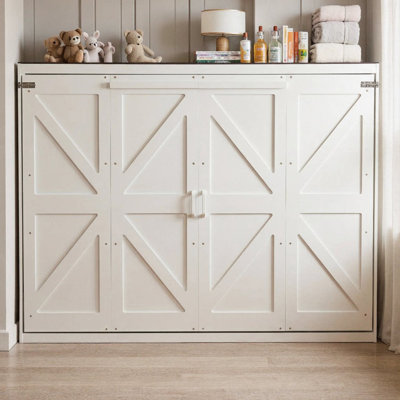 Grand lit escamotable avec armoire, lit escamotable peu encombrant, lit pliant pour chambre d'amis / bureau, contreplaqué de qualité industrielle, mécanisme à double piston, lattes flexibles