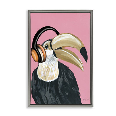 Toucan & Music Headphones Framed Floater Canvas by Yvette St. Amant