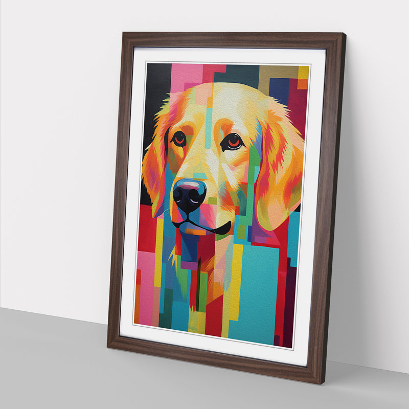 Golden Retriever Constructivism - Framed Print, Walnut, 64cm H x 46cm W x 2cm D