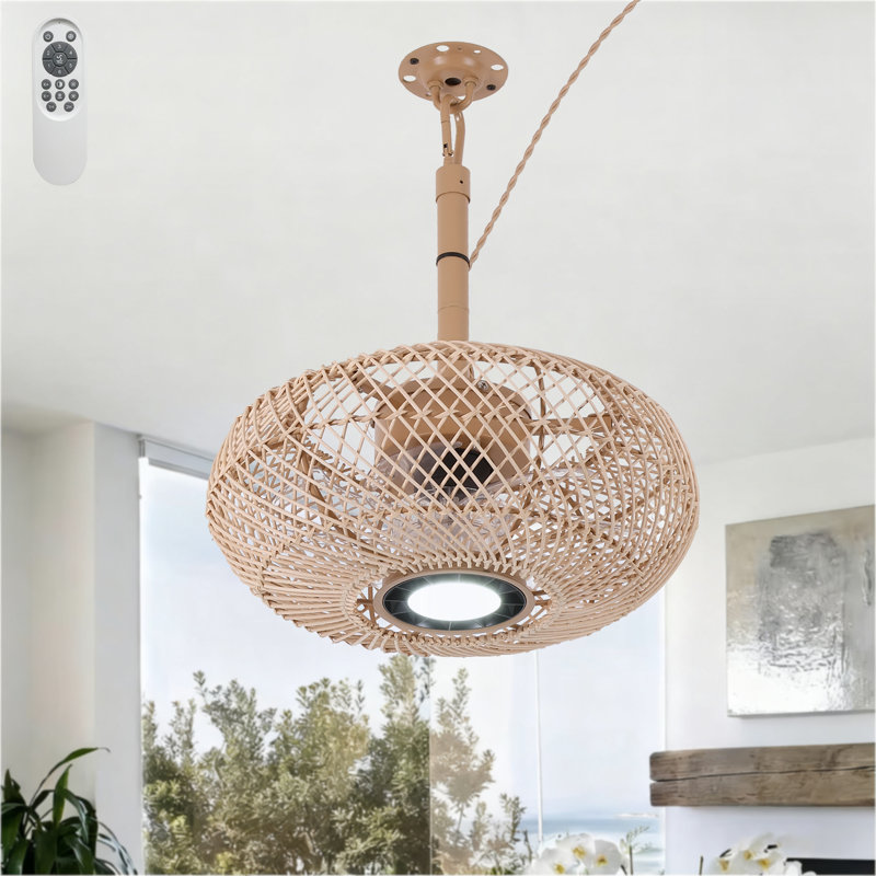 Ventilateur de plafond enfichable 15 po avec télécommande Boho