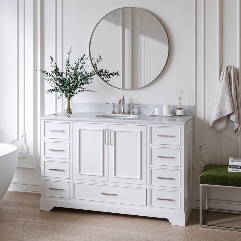 Stafford 54.75'' W Single Bathroom Vanity Base, White