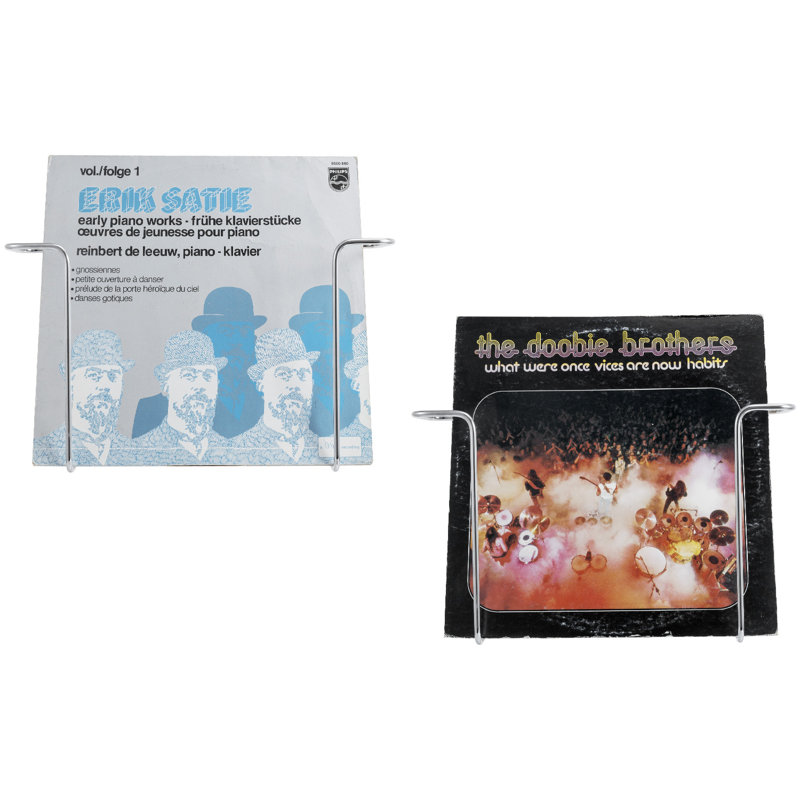 2 Piece Wall Silver Vinyl Record Storage Rack