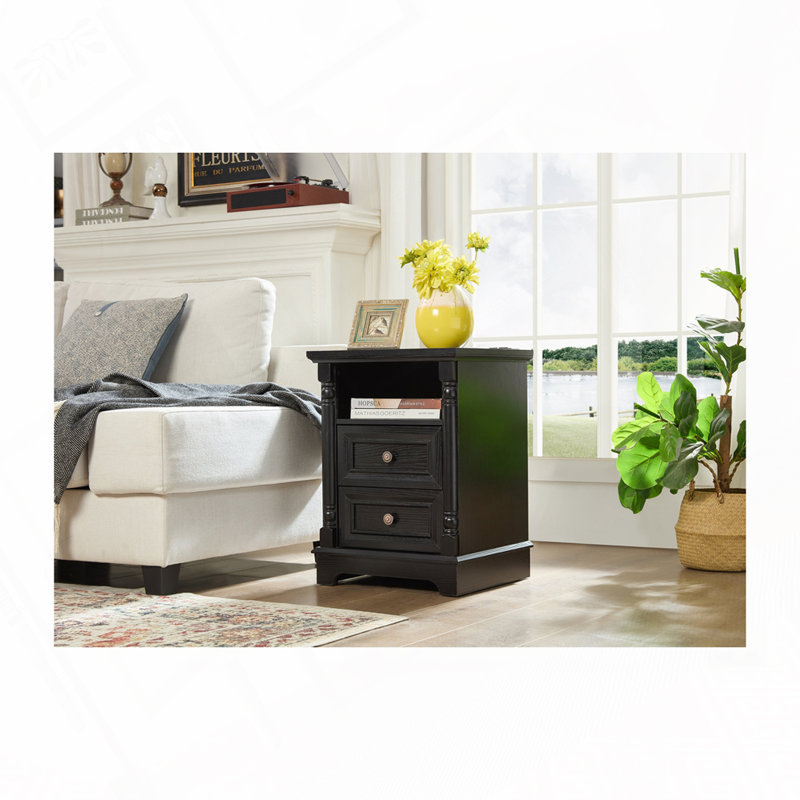 2 Drawer Sofa Side Table, Black