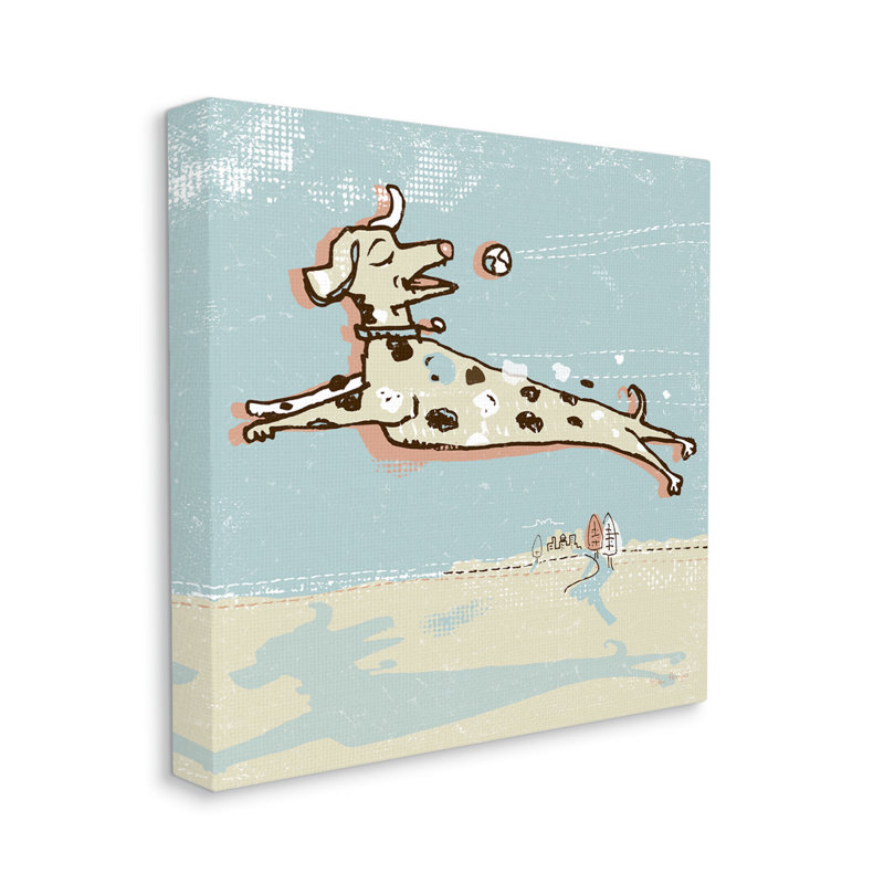 Design d'art moderne sur toile, "Modern dog jouer" par Peter Horjus, H 17 po x l 17 po x P 1,5 po