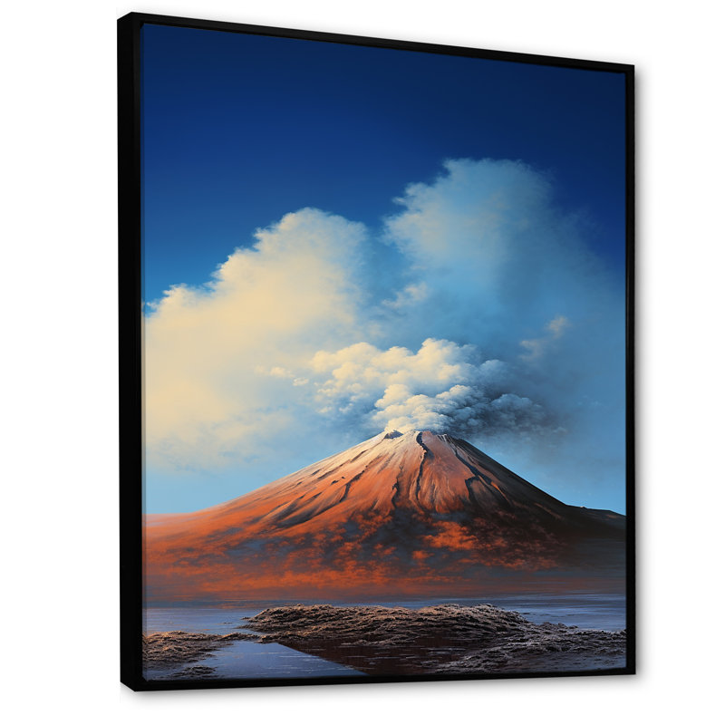 Volcan, volcan, rêverie sur toile, Cadre flottant noir, H 40 po x l 30 po x P 1,5 po