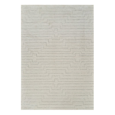 5' X 8' Cream and Beige Abstract Distressed Area Rug
