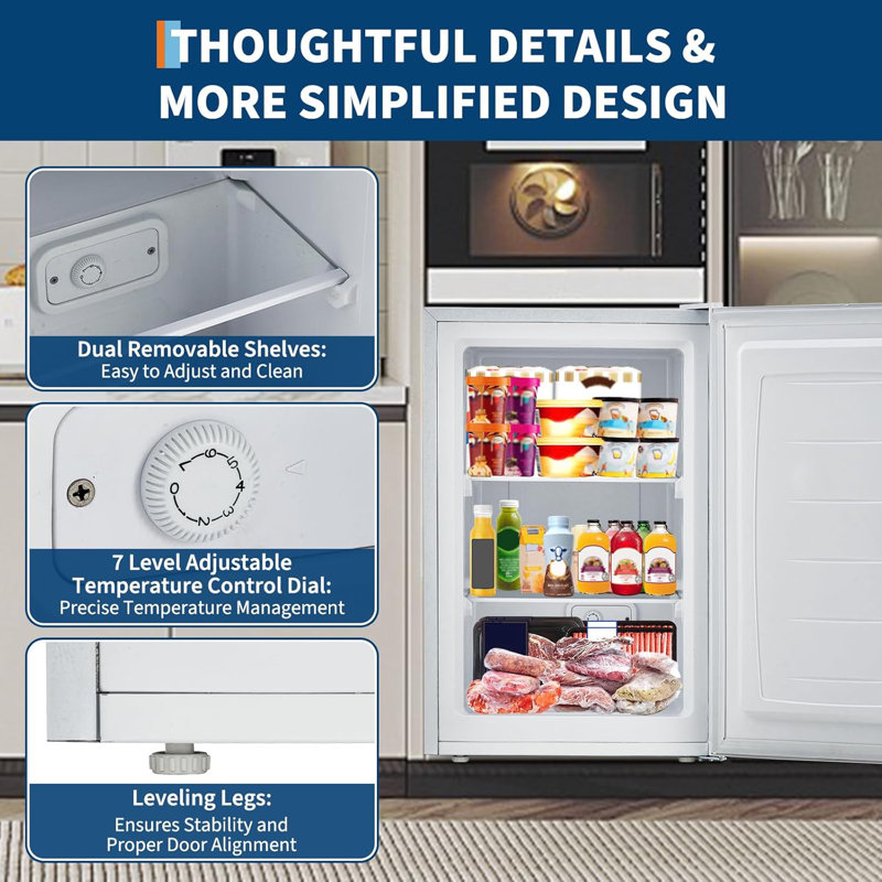 3.0 Cu.ft Upright Freezer With Reversible Door - Compact Single Door Freezer For Apartments/Dorms/Office/Garage, Ultra-Quiet, Space-Saving Design