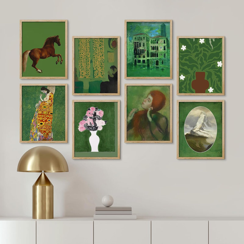 Gustav Klimt Kiss, fleurs, cheval, paysages abstraits, rétro, impression sur papier, 8 pièces, L 11 po x H 14 po