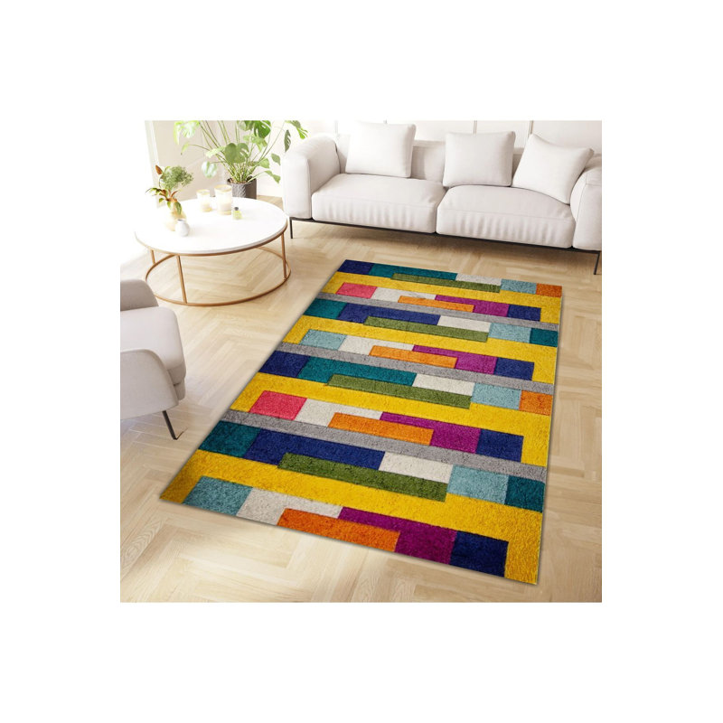 Northern Collection Multicolor Shapes Woven Base Modern Decorative Rug, Runner 2'6" x 9'10" Rug Pad Included