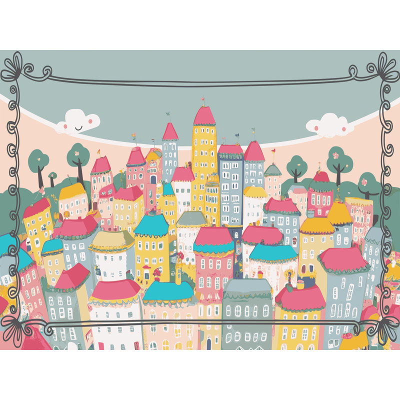 Harriet Bee Washable City Scape Rug, Rectangle 5' x 8'