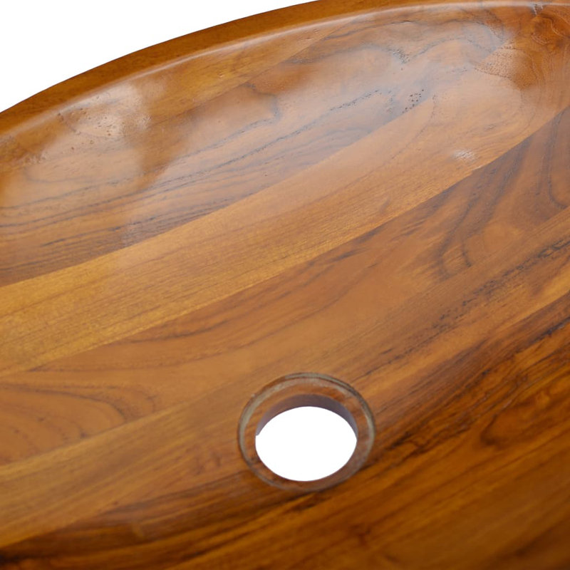 VidaXL Brown Solid Wood Oval Bathroom Sink