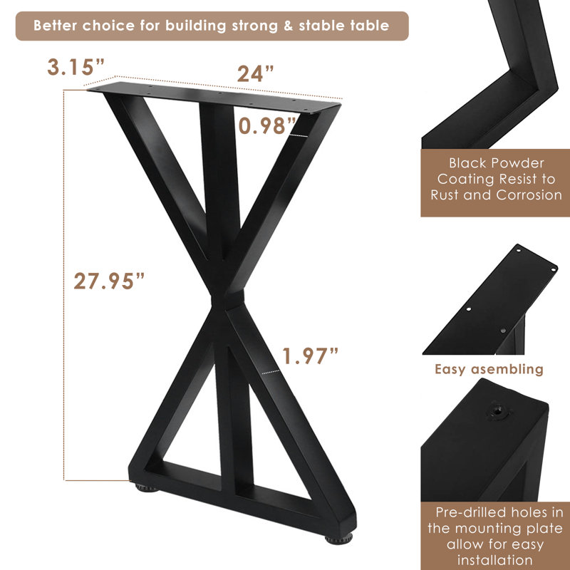 Starine Table Leg, 28" H x 24" W x 3.15" D