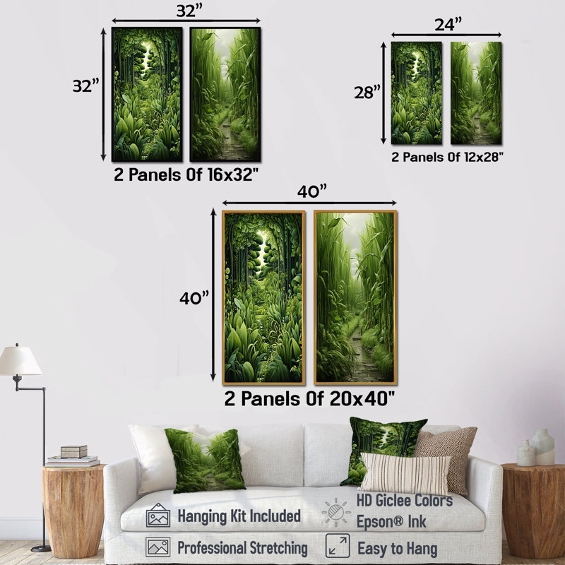 «Herbs Chive Symphony I - Herbs», ensemble de 2 reproductions d'art mural, H 32 po x l 33 po, Cadre flottant brun