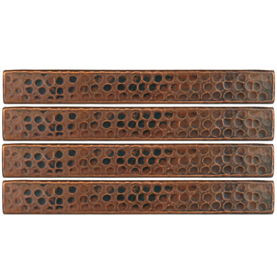 Carreau de cuivre martelé 1 po x 8 po - quantité 4