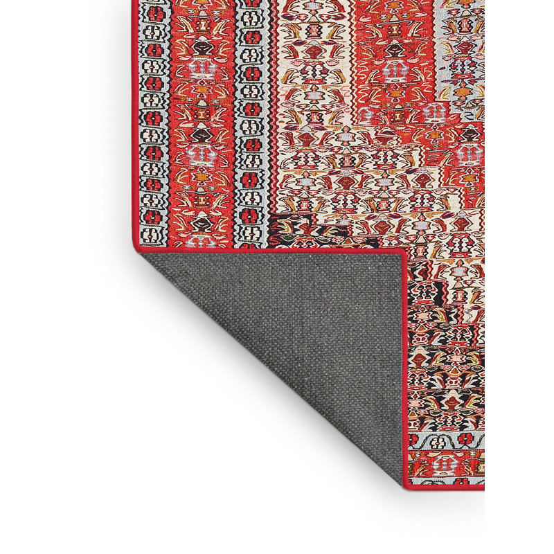 Tapis traditionnel rouge / brun Tuan, Rectangle 2 pi x 3 pi