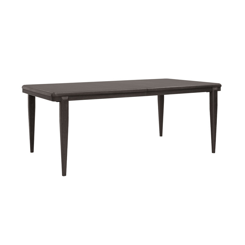 Brown Wood Extendable Rectangular Dining Table with Tapered Legs