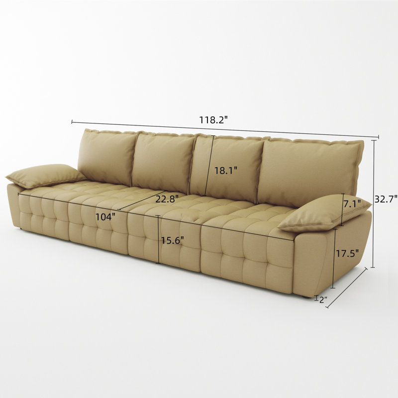 Krishama Upholstered Sofa, Matte Green 100% Polyester, 32.7" H x 92.2" W x 33.7" D