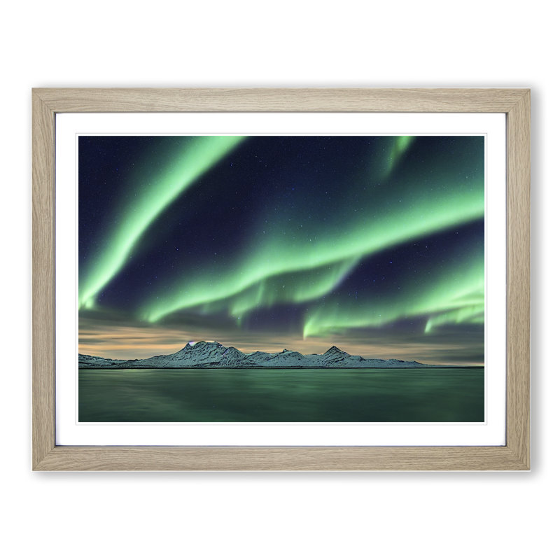 Distinguished Aurora Borealis - Single Picture Frame Print, 25cm H x 34cm W, Oak