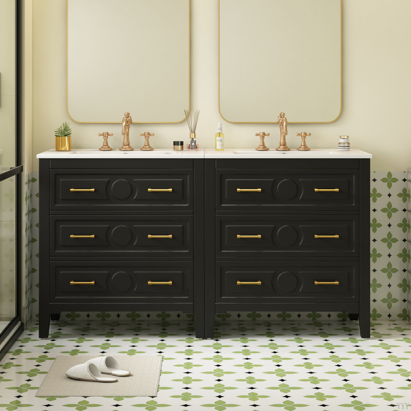 Ensemble de meuble-lavabo simple 60 po avec lavabo en céramique 60 po