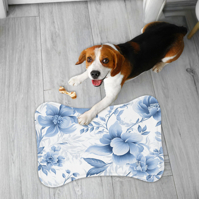 Tapis floral bleu - 1 pièce