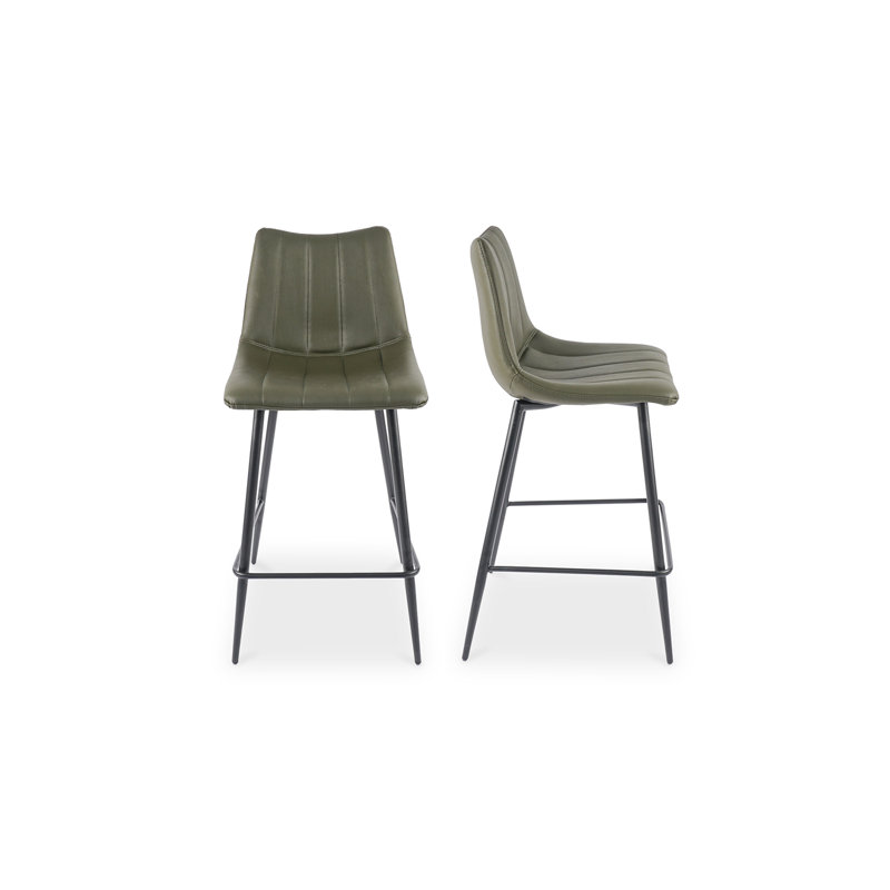 Finnigan Counter & Bar Stool, Counter Stool (26" Seat Height), Light Green/Faux Leather
