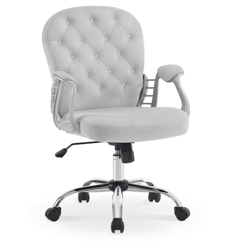Ergonomic Office Chair with Lumbar Support, Height Adjustable Chair, Swivel Home Office Chairs, Gray, Silver