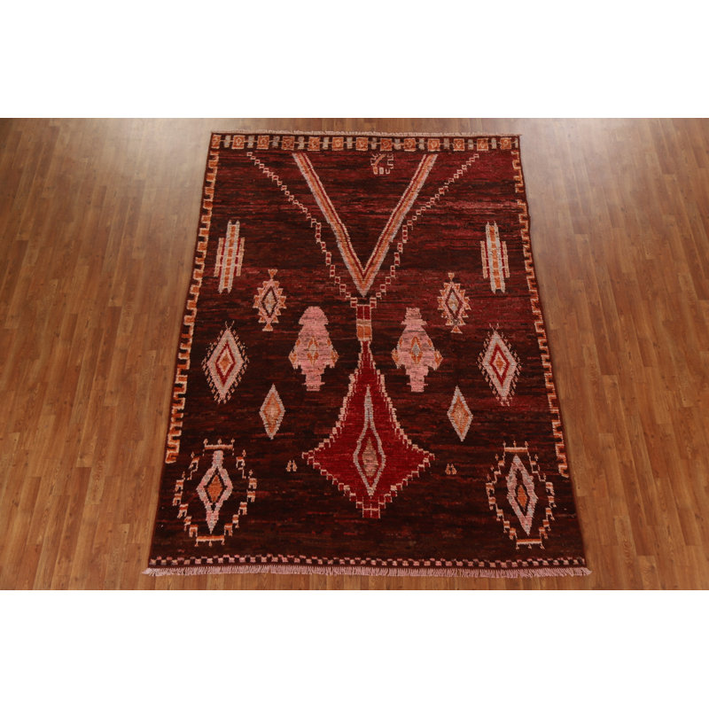 Tapis unique en laine rouge 7 pi x 9 pi 7 po New Age