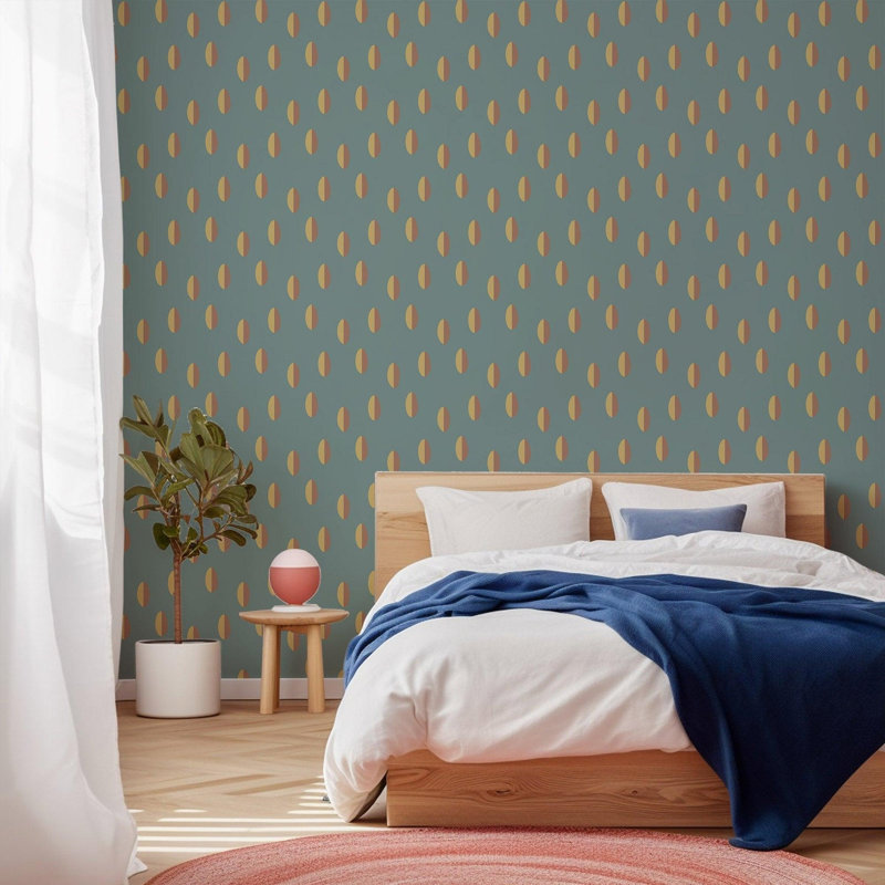 Tuile de papier peint autocollant à motif bicolore de 3 m x 61 cm, Bleu fumé, Faux Grasscloth, Non encollé